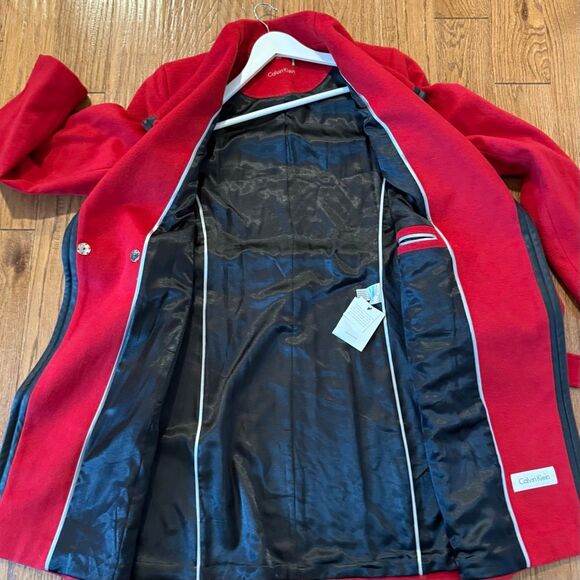 Calvin Klein bold red wool cashmere blend wrap peacoat size 10 - Picture 13 of 15